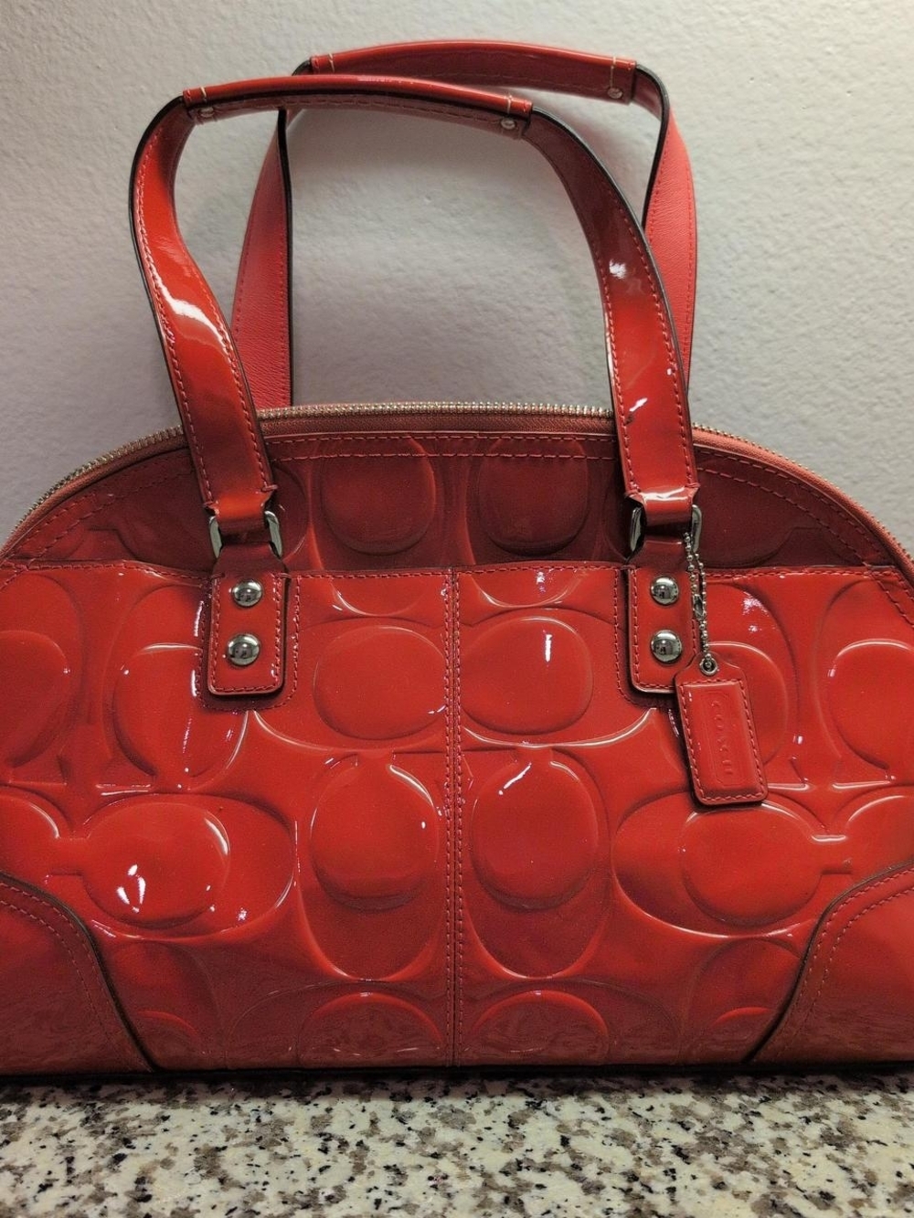Coach Red Patent Leather Satchel Handbag Purse - Picture 2 of 3
